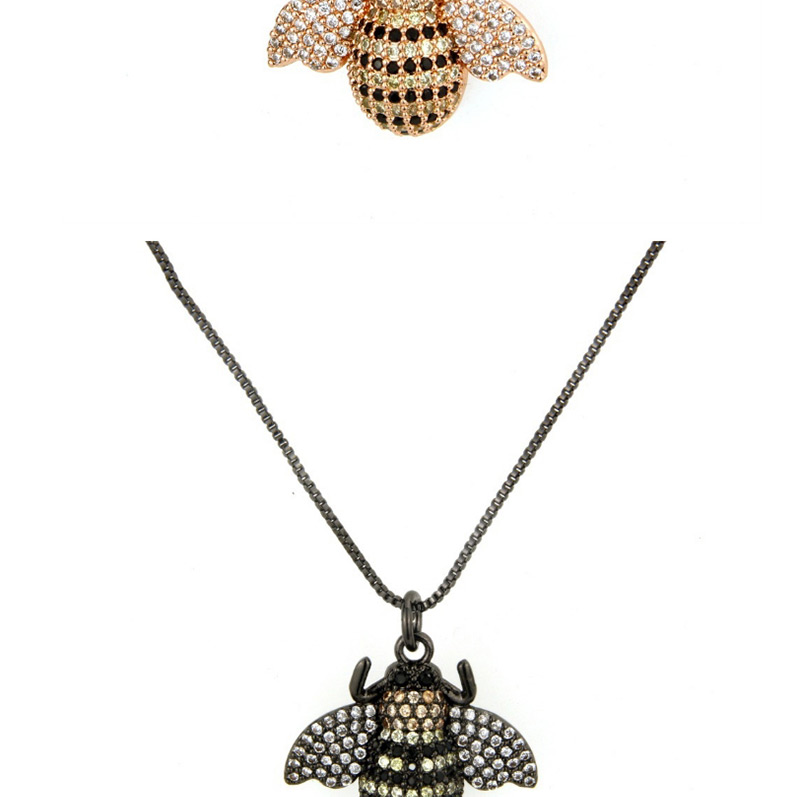 Fashion Black Full Diamond Decorated Bee Shape Necklace,Necklaces