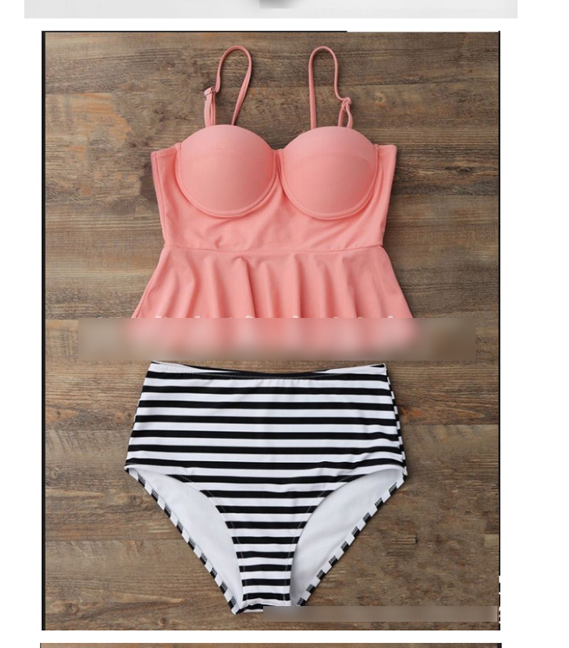 Sexy Pink Stripe Pattern Decorated Swimwear(2pcs),Bikini Sets