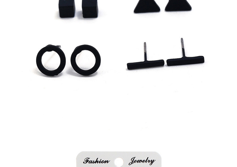 Fashion Black Geometric Shape Decorated Earrings Sets,Stud Earrings