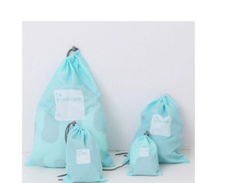 Fashion Blue Letter Pattern Decorated Storage Bag(4pcs),Home storage