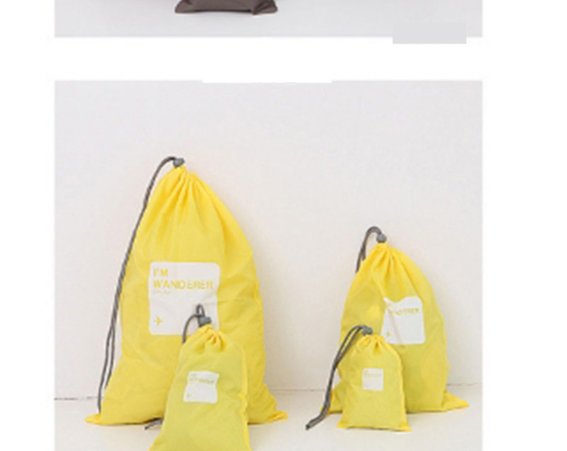 Fashion Yellow Letter Pattern Decorated Storage Bag(4pcs),Home storage