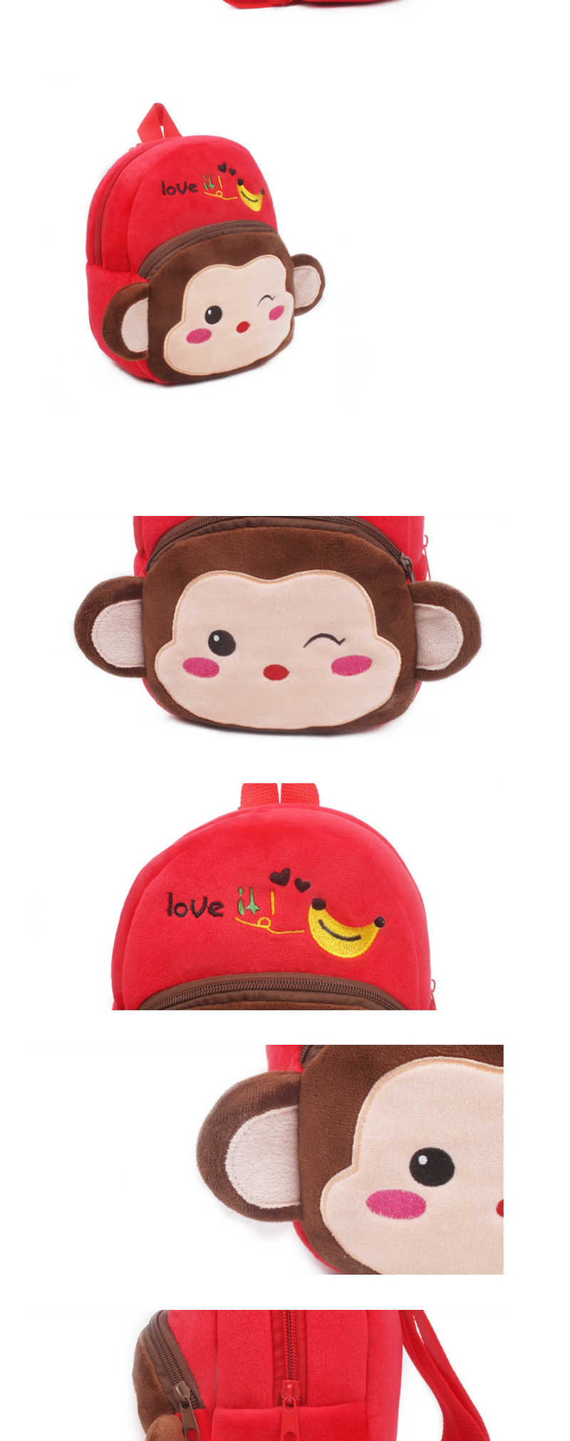 Fashion Red+brown Monkey Shape Decorated Bag,Backpack