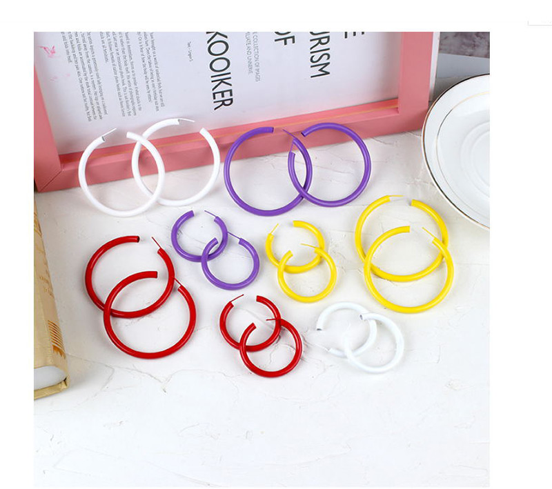 Fashion Yellow Round Shape Decorated Pure Color Earrings,Hoop Earrings