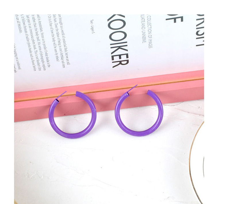 Fashion Purple Round Shape Decorated Pure Color Earrings,Hoop Earrings