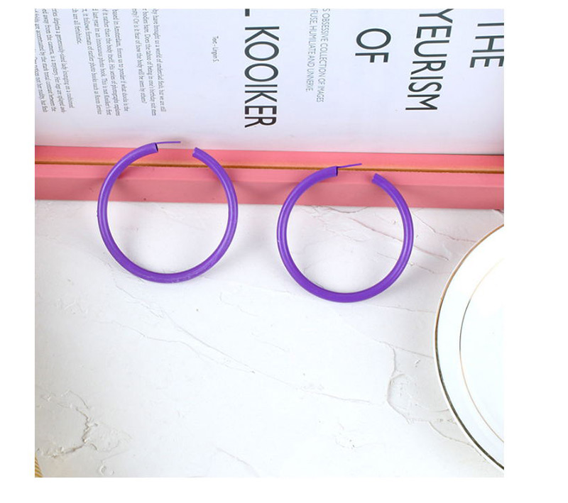 Fashion Purple Round Shape Decorated Pure Color Earrings,Hoop Earrings
