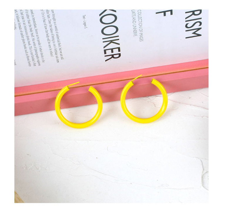 Fashion Yellow Round Shape Decorated Pure Color Earrings,Hoop Earrings