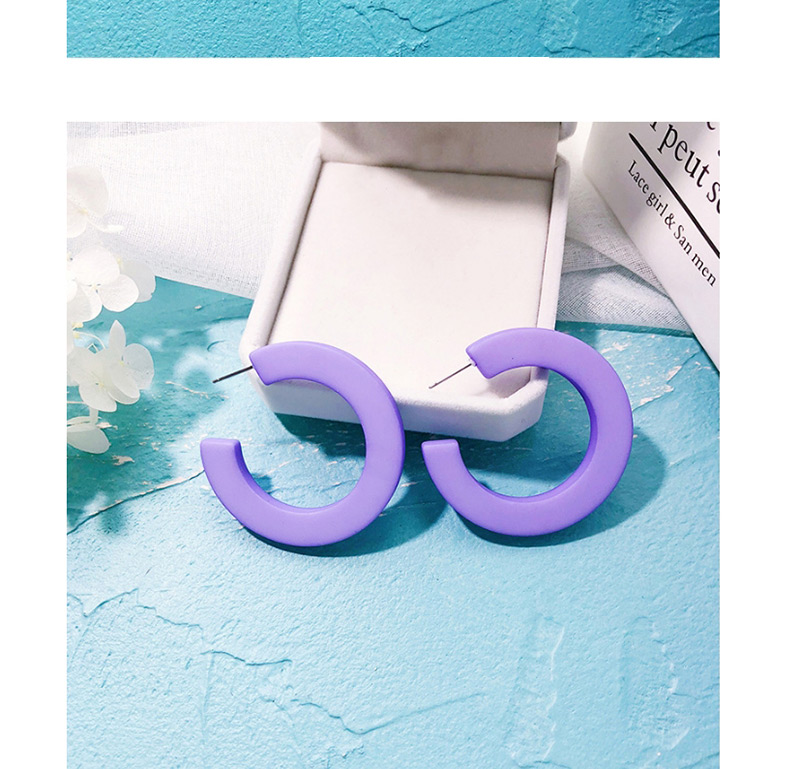 Fashion Purple Round Shape Design Pure Color Earrings,Hoop Earrings