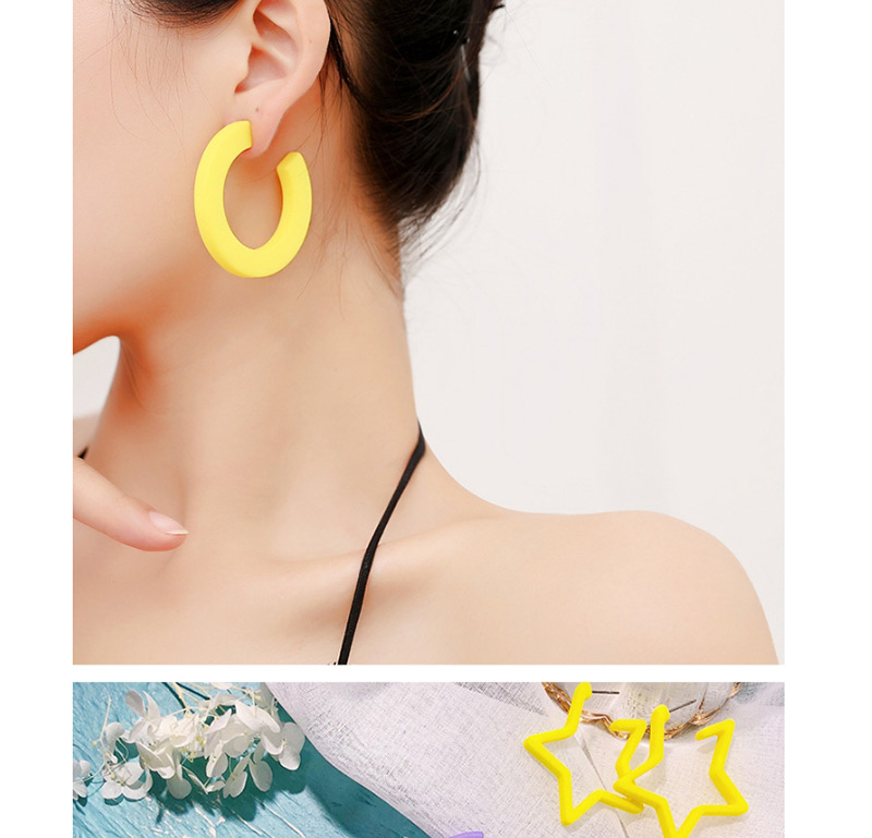 Fashion Yellow Round Shape Design Pure Color Earrings,Hoop Earrings