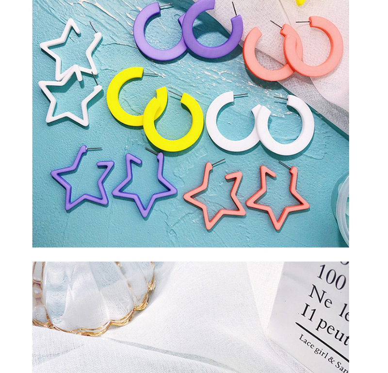 Fashion White Star Shape Design Pure Color Earrings,Hoop Earrings