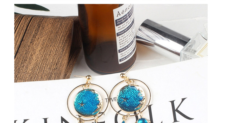 Fashion Blue Round Shape Decorated Earriings,Drop Earrings