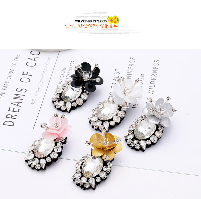 Fashion Gray Flower Shape Decorated Earrings,Stud Earrings