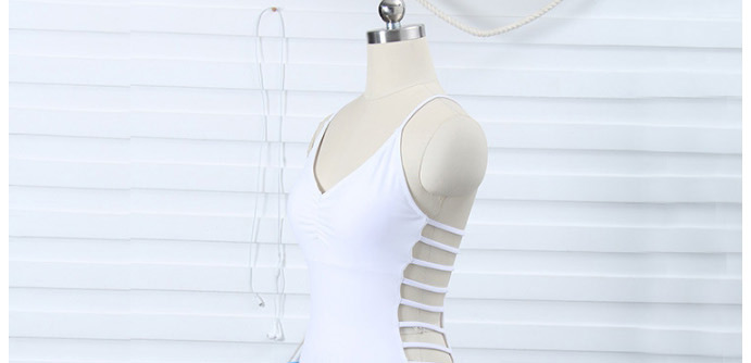 Fashion White Pure Color Decorated Swimwear,One Pieces