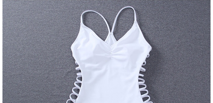 Fashion White Pure Color Decorated Swimwear,One Pieces