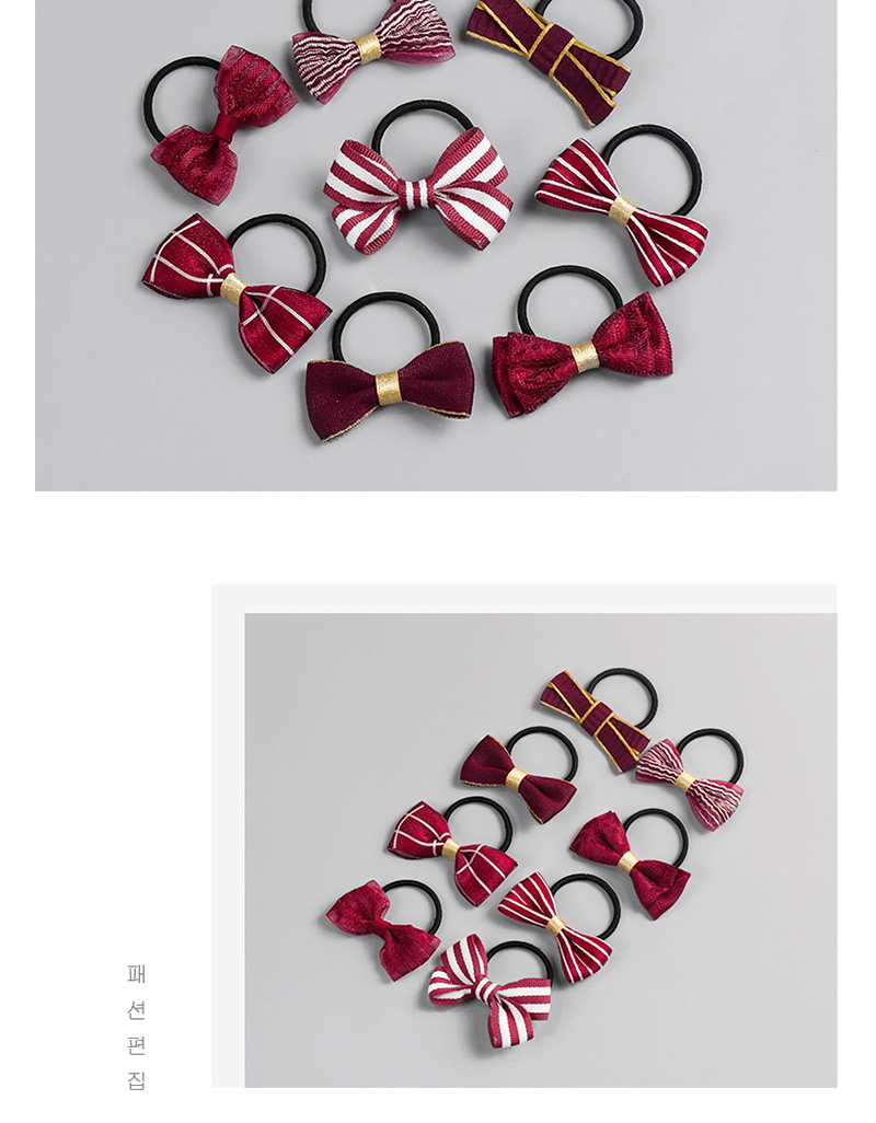 Fashion Claret Red Bowknot Shape Decorated Hair Band (8 Pcs),Kids Accessories