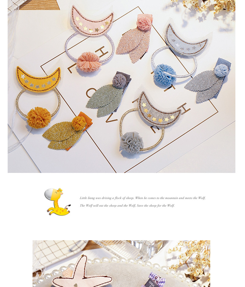 Fashion Yellow Moon Shape Decorated Hair Band&hair Clip(2 Pcs),Kids Accessories