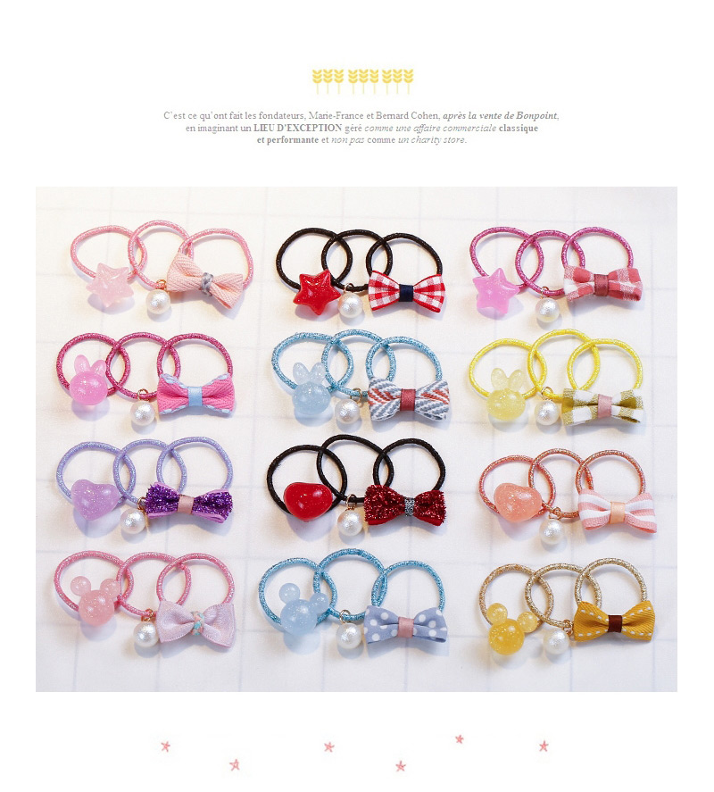 Fashion Pink+white Bowknot&heart Shape Decorated Hair Band (3 Pcs),Kids Accessories