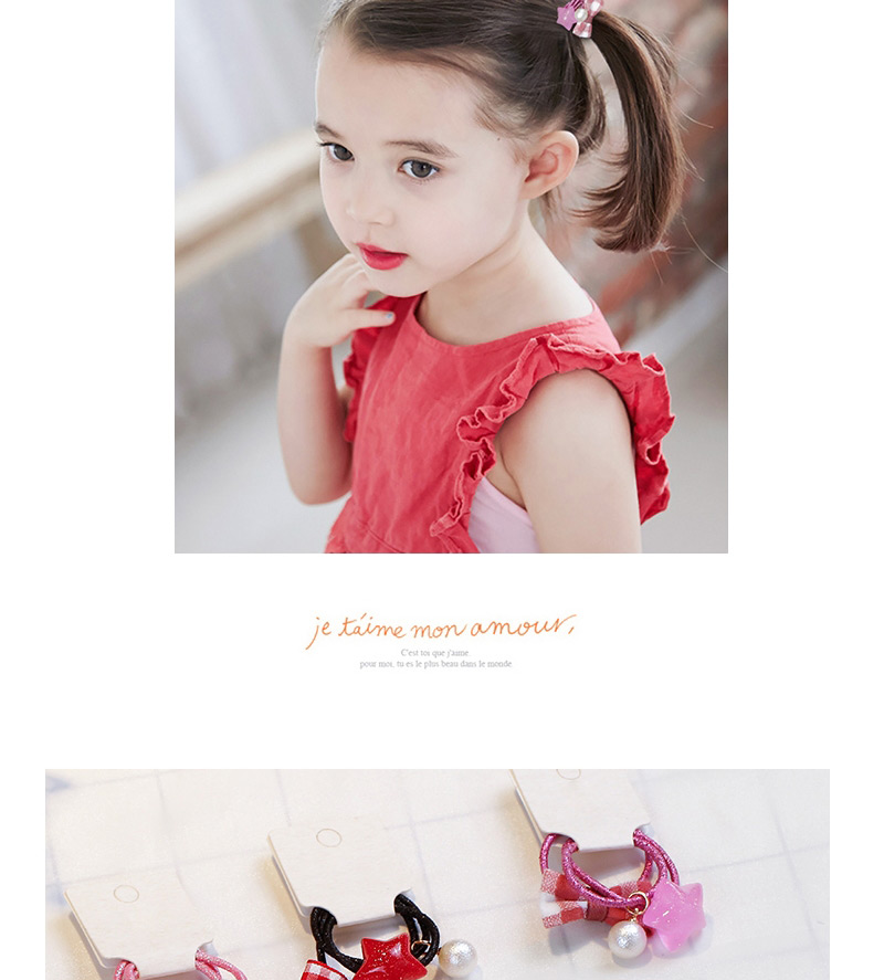 Fashion Pink+white Bowknot&heart Shape Decorated Hair Band (3 Pcs),Kids Accessories