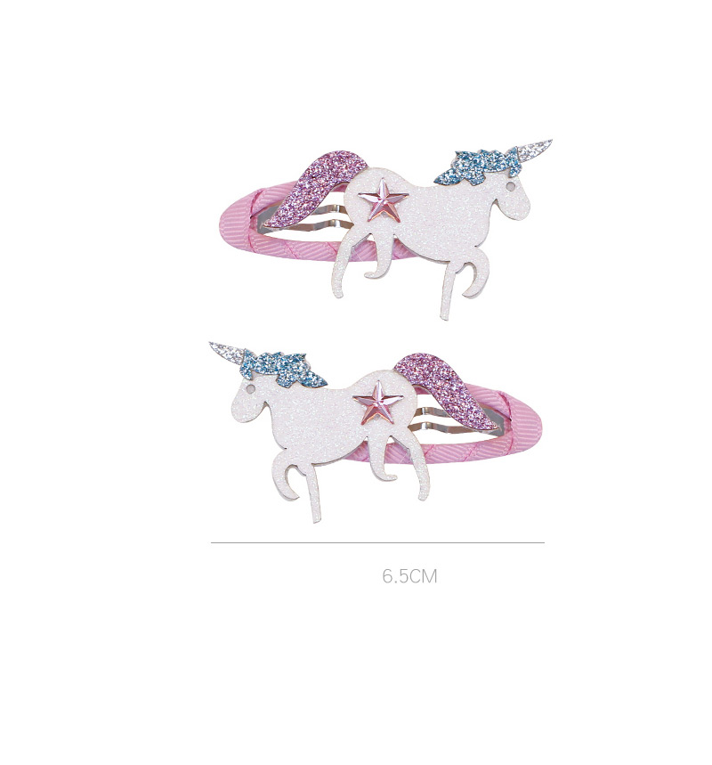 Fashion White+purple Unicorn Shape Decorated Hair Clip (2 Pcs),Kids Accessories
