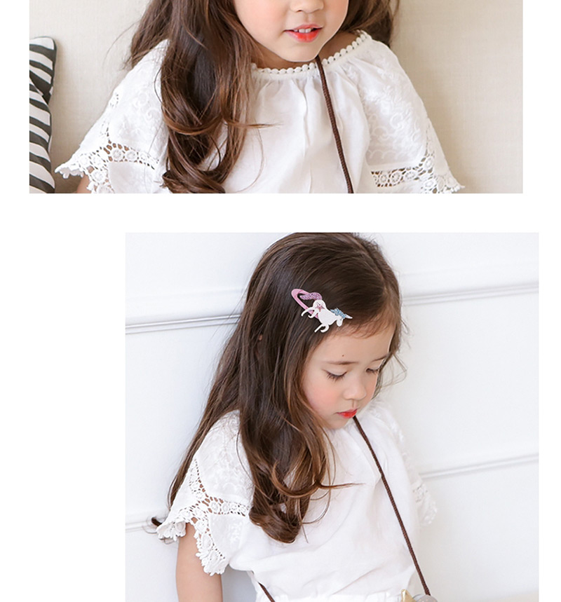 Fashion White+purple Unicorn Shape Decorated Hair Clip (2 Pcs),Kids Accessories