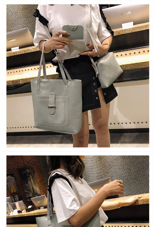 Fashion Blue Buckle Shape Decorated Shoulder Bag (4 Pcs ),Messenger bags
