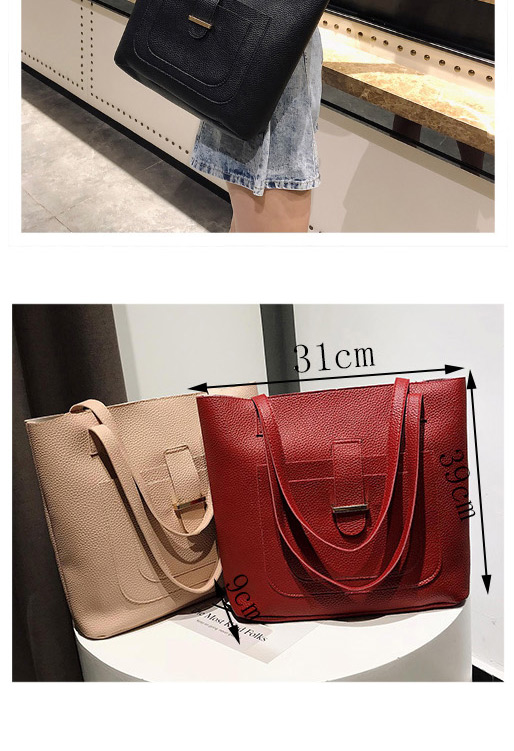 Fashion Red Buckle Shape Decorated Shoulder Bag (4 Pcs ),Messenger bags