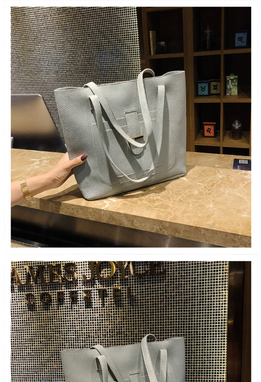 Fashion Gray Buckle Shape Decorated Shoulder Bag (4 Pcs ),Messenger bags