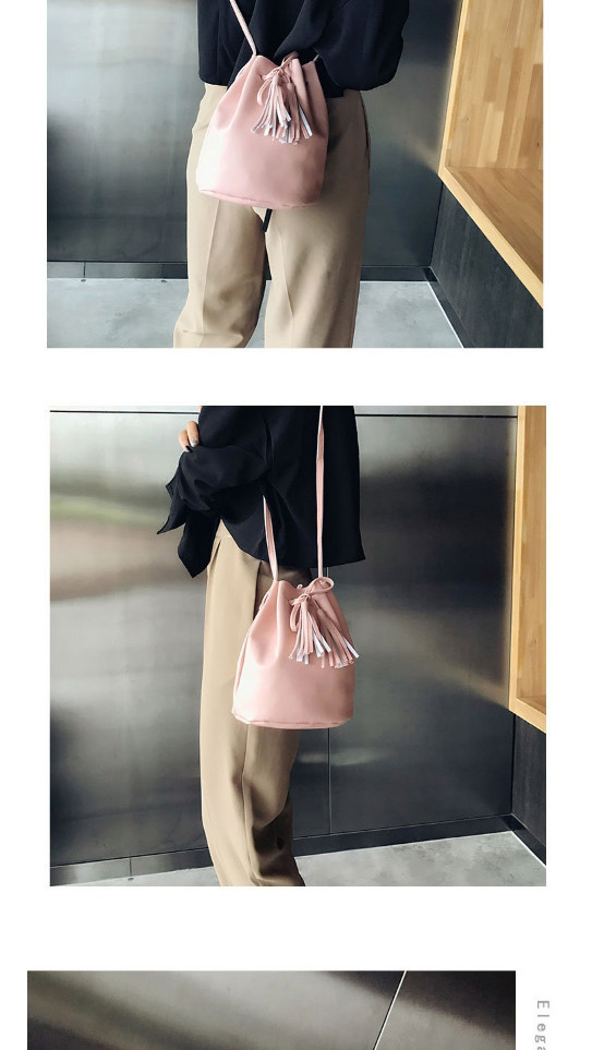 Fashion Pink Tassel Decorated Pure Color Shoulder Bag,Messenger bags