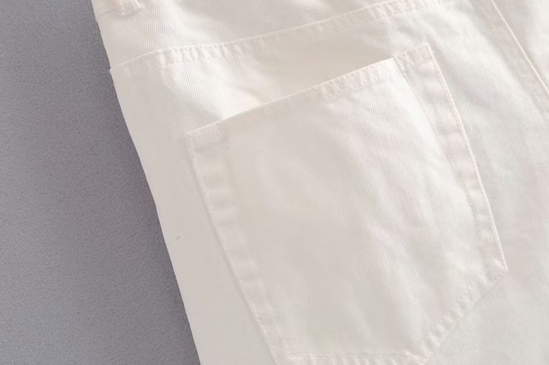 Fashion White Pure Color Decorated Pants,Shorts