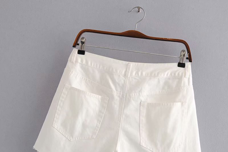 Fashion White Pure Color Decorated Pants,Shorts