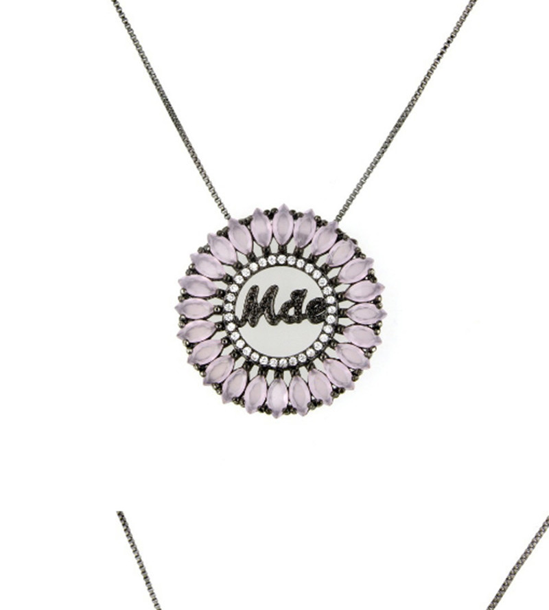 Fashion Black+pink Letter Shape Decorated Necklace,Necklaces
