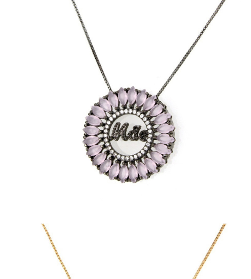 Fashion Black+pink Letter Shape Decorated Necklace,Necklaces