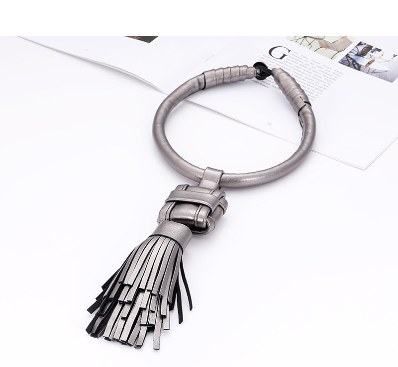 Fashion Brown Tassel Decorated Pure Color Necklace,Thin Scaves