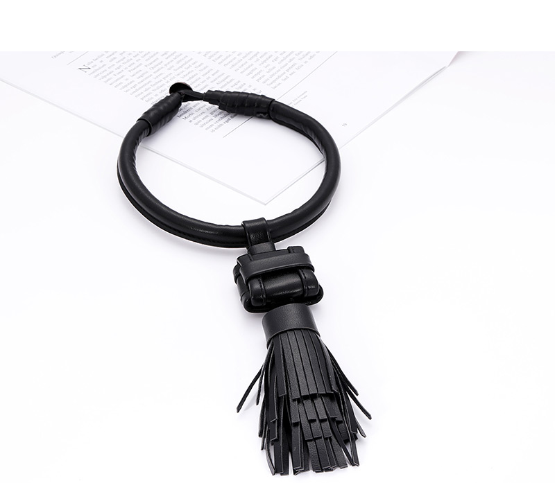 Fashion Gun Black Tassel Decorated Pure Color Necklace,Thin Scaves