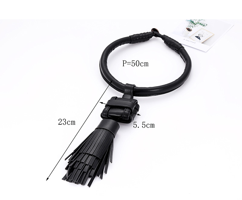 Fashion Black Tassel Decorated Pure Color Necklace,Thin Scaves