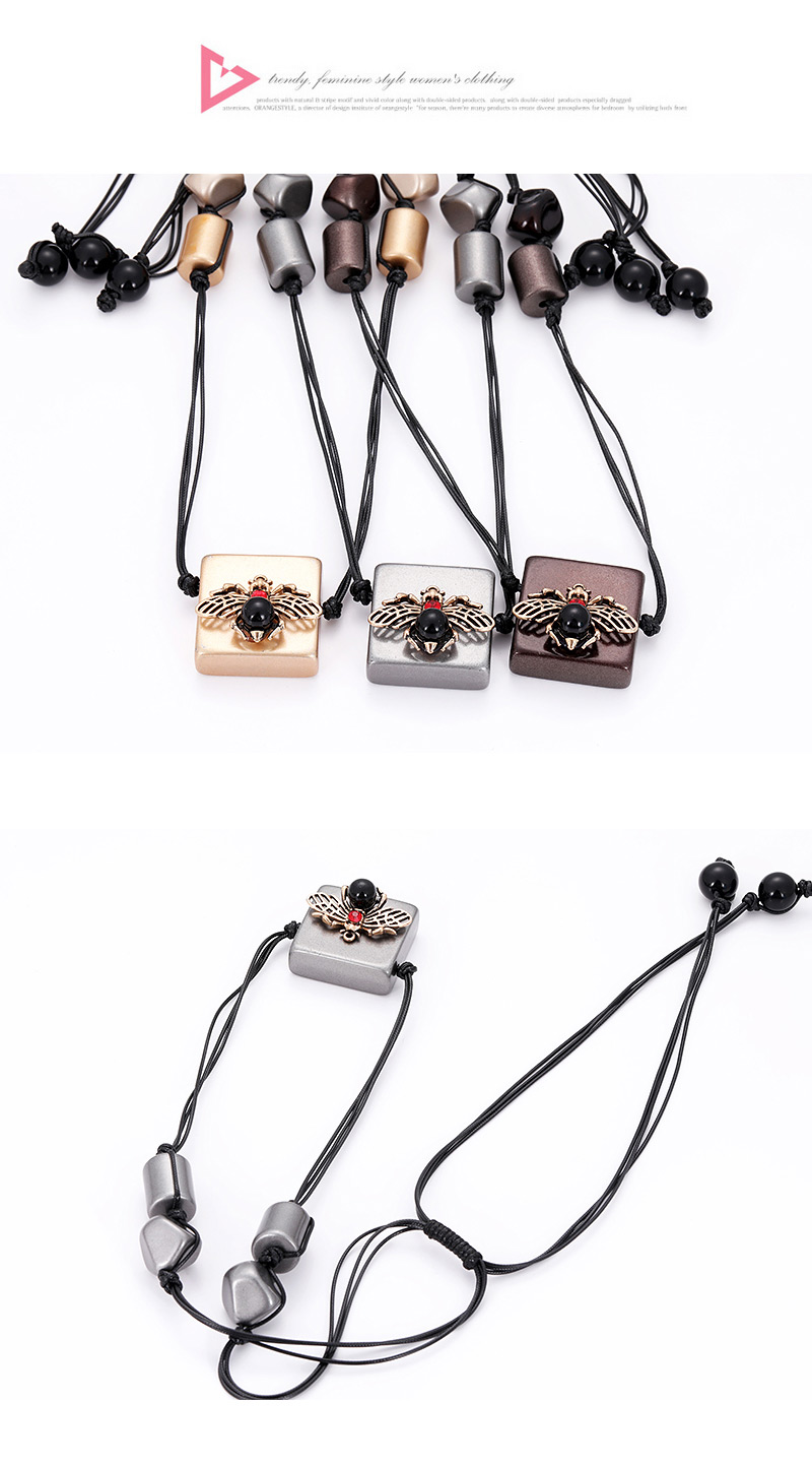 Fashion Brown Inset Shape Decorated Necklace,Pendants