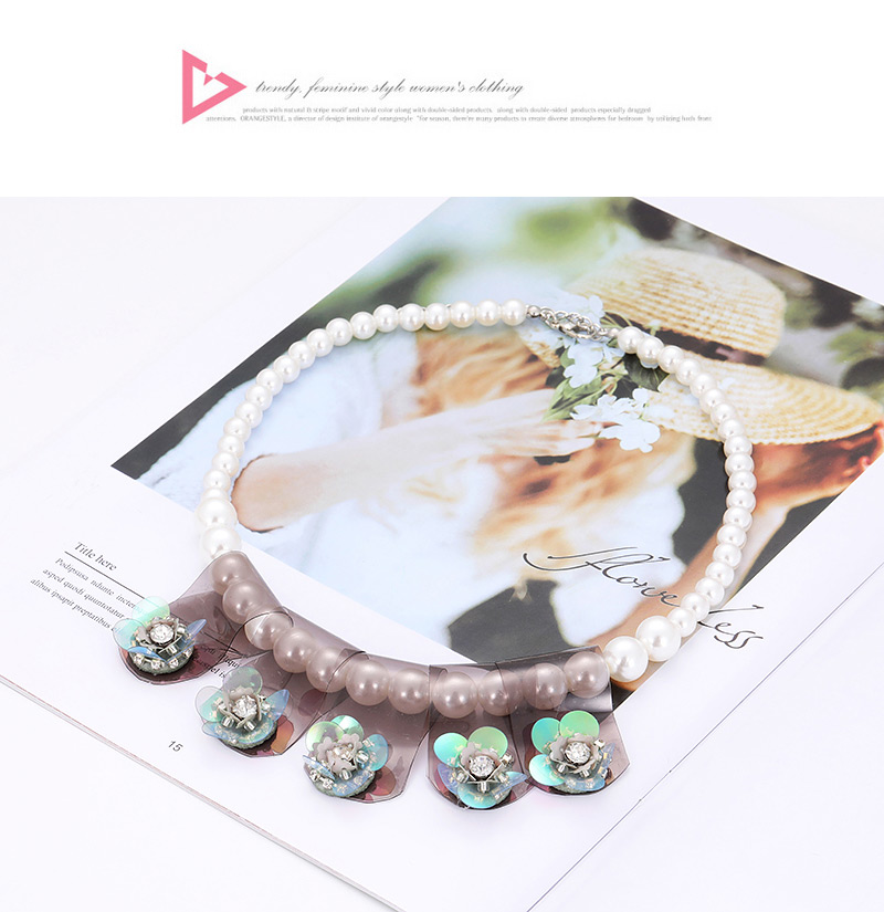 Fashion White Flower Shape Decorated Necklace,Beaded Necklaces