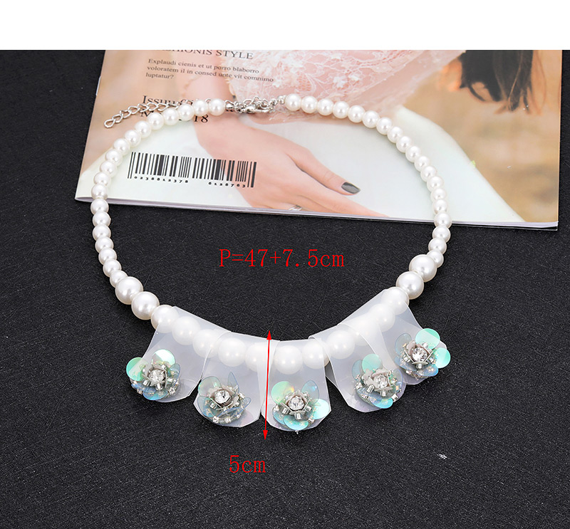 Fashion White Flower Shape Decorated Necklace,Beaded Necklaces
