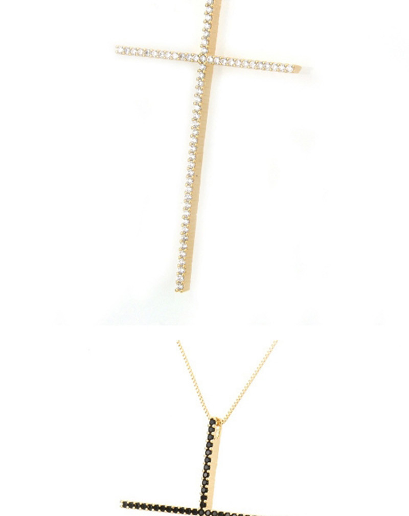 Fashion Silver Color+black Cross Shape Decorated Necklace,Necklaces