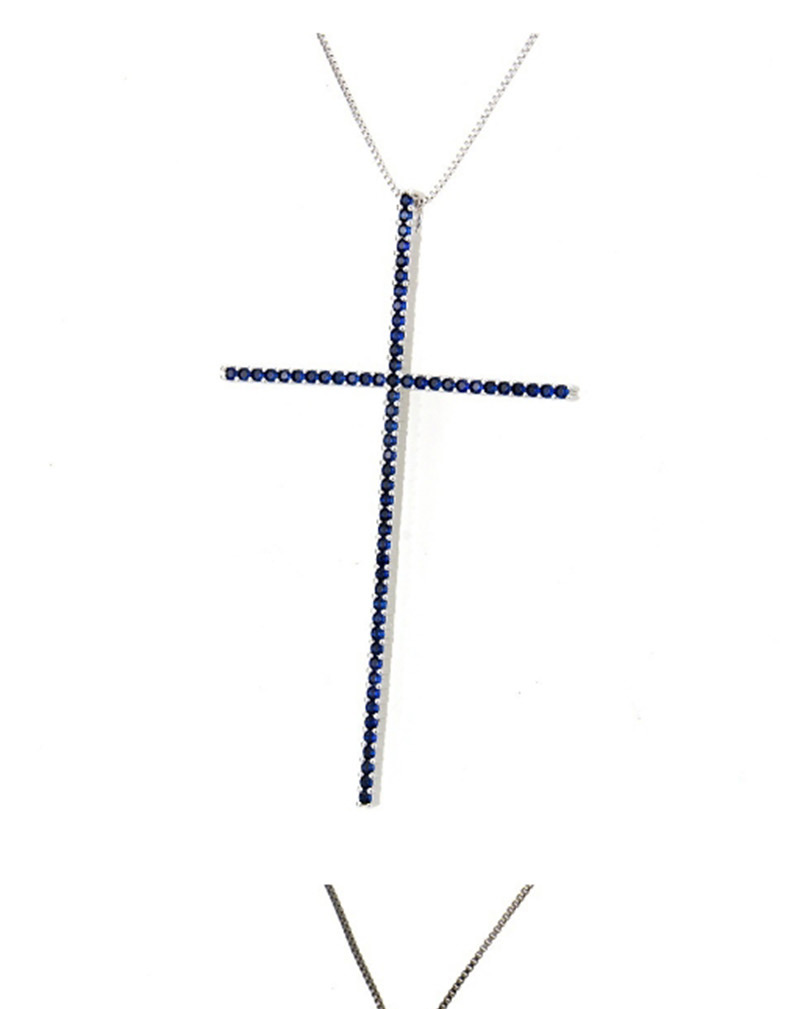 Fashion Silver Color+blue Cross Shape Decorated Necklace,Necklaces