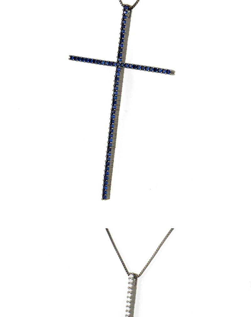 Fashion Black+blue Cross Shape Decorated Necklace,Necklaces