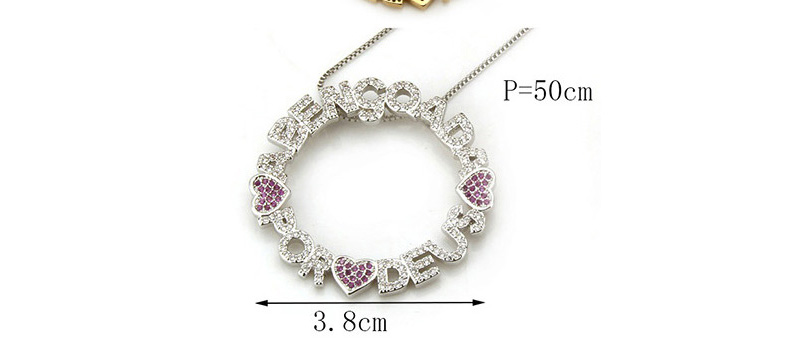 Fashion Silver Color+purple Heart Shape Decorated Necklace,Necklaces
