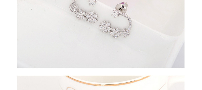 Fashion Silver Color Flower Shape Decorated Earrings,Earrings