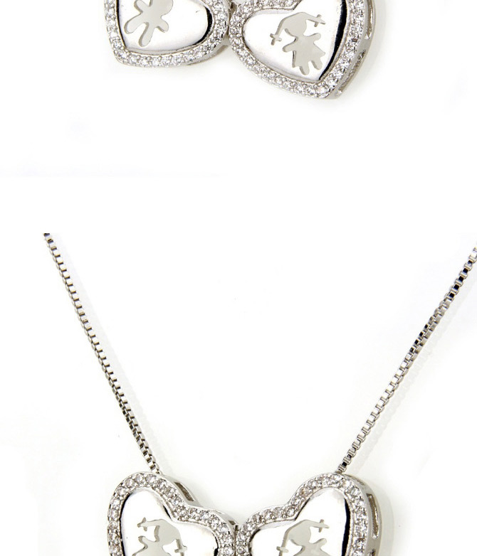 Fashion Silver Color Heart Shape Decorated Necklace,Necklaces