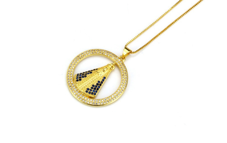 Fashion Gold Color+sapphire Blue Diamond Decorated Necklace,Necklaces
