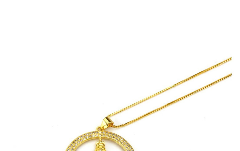 Fashion Gold Color+sapphire Blue Diamond Decorated Necklace,Necklaces