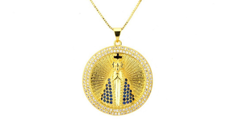 Fashion Gold Color+sapphire Blue Round Shape Decorated Necklace,Necklaces