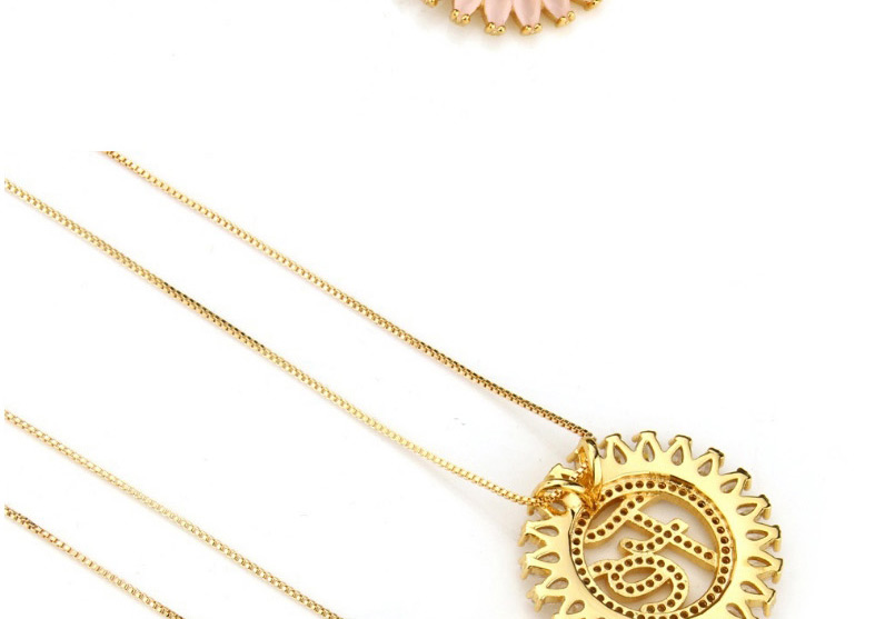 Fashion Pink Letter Shape Decorated Hollow Out Necklace,Necklaces