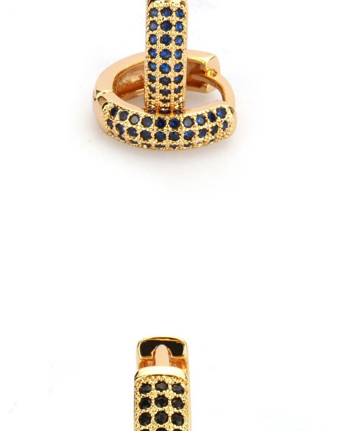 Fashion Gold Color+blue Diamond Decorated Earrings,Earrings