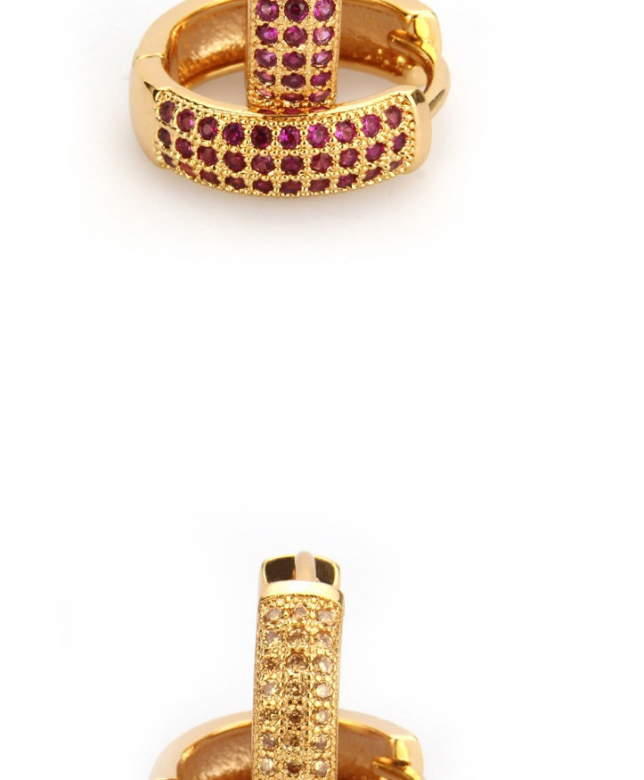 Fashion Gold Color+red Diamond Decorated Earrings,Earrings