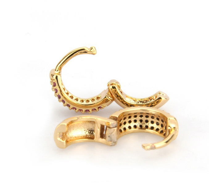 Fashion Gold Color+black Diamond Decorated Earrings,Earrings